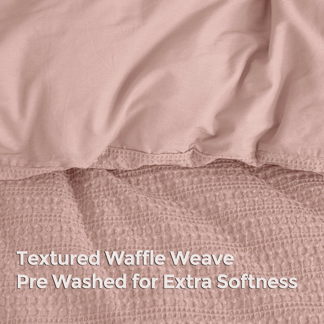 Waffle Weave Duvet Covers Set (Dusty Pink)