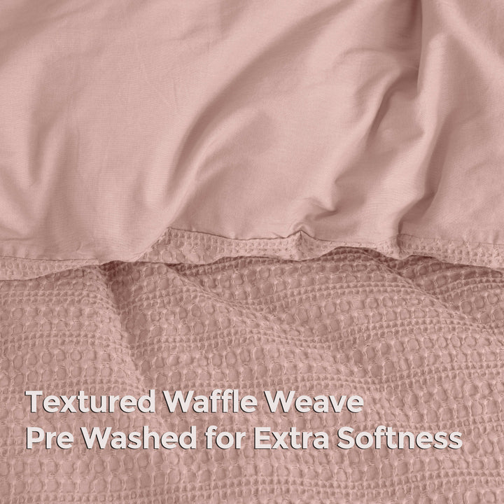 Waffle Weave Duvet Covers Set (Dusty Pink)