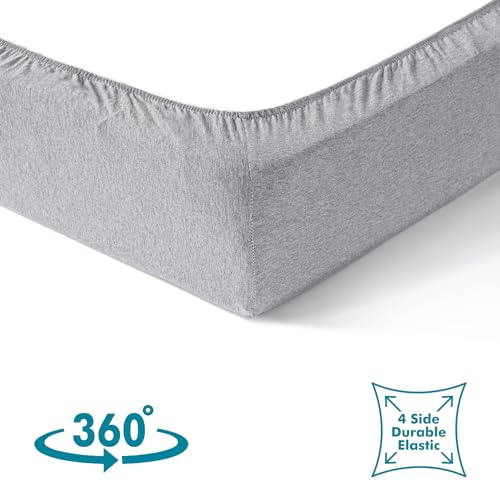 Dreamology Crib Sheets for Unisex,2 Pack,100% Cotton Jersey Standard Crib Sheets | Rainbow / Silver Gray