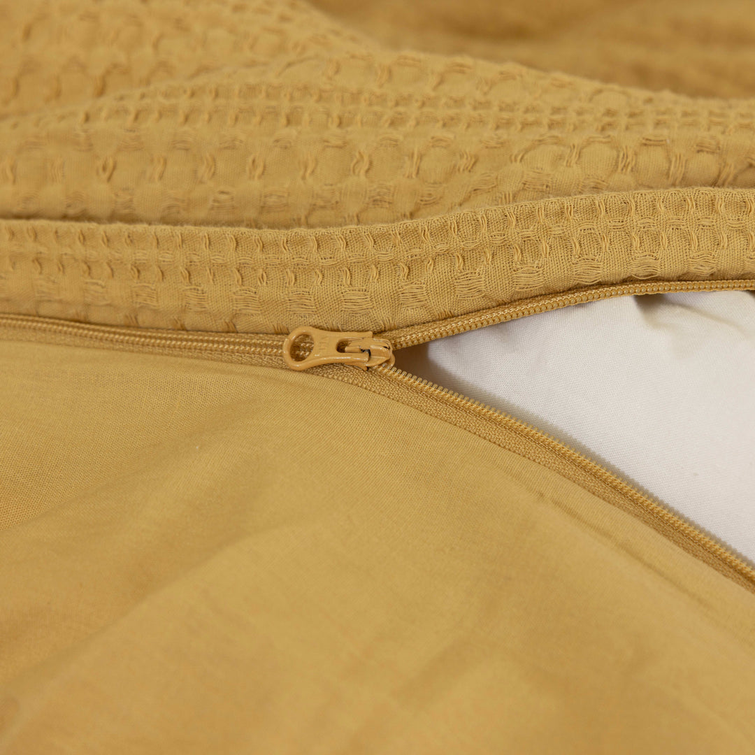 Waffle Weave Duvet Covers Set (Mustard)
