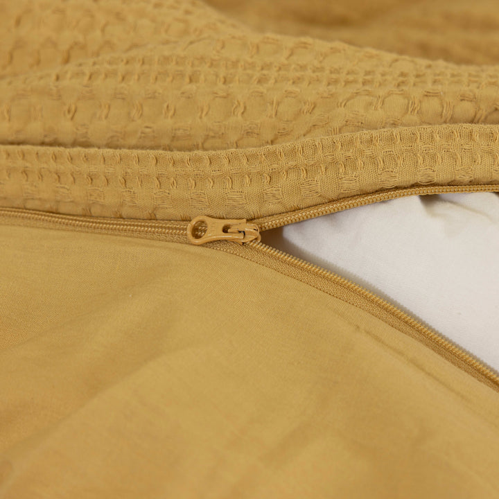 Waffle Weave Duvet Covers Set (Mustard)