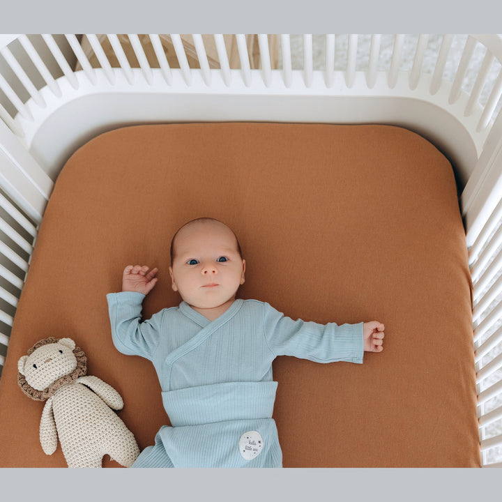 Jersey Crib Mattress Sheets Unisex Green/Mustard (Standard)