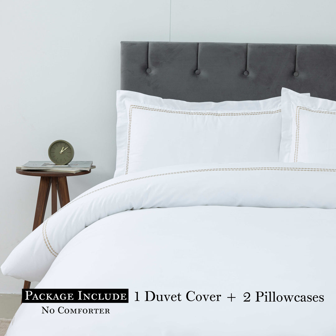T200 Cotton Embroidered Duvet Covers Set (Gold)