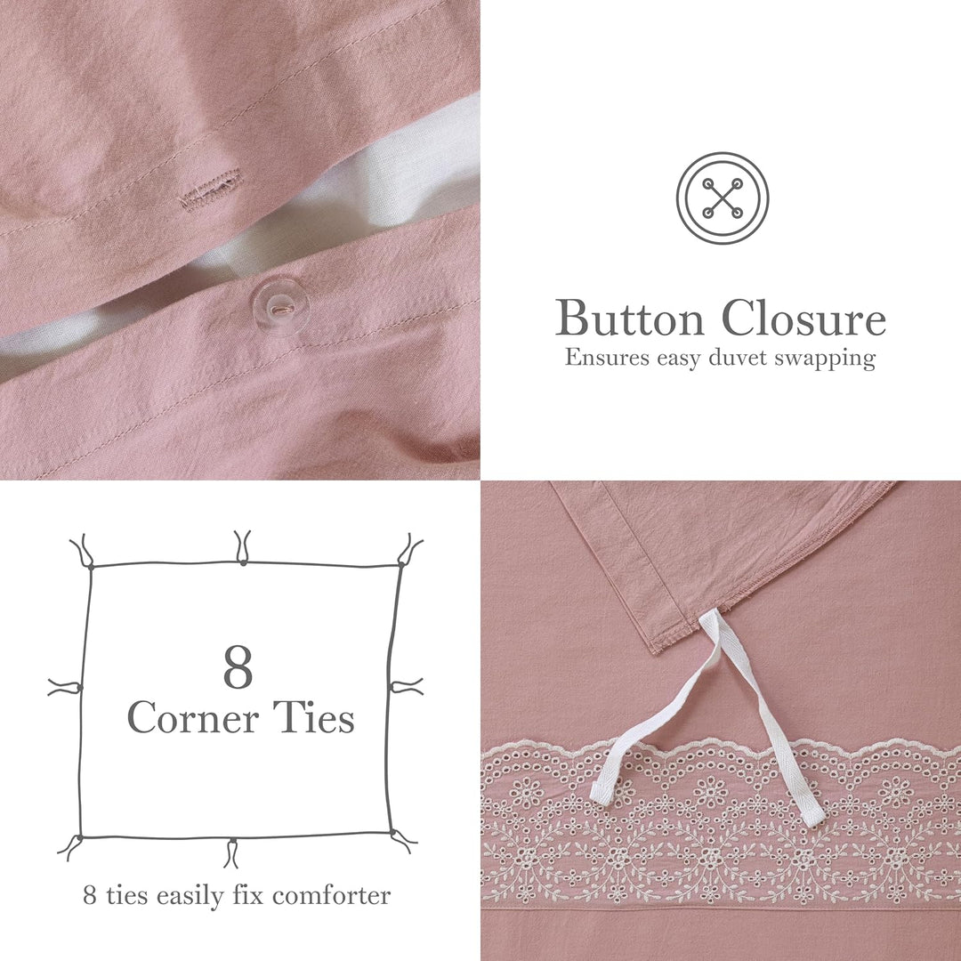 Dreamology Schiffli Duvet Cover Set (Pink)