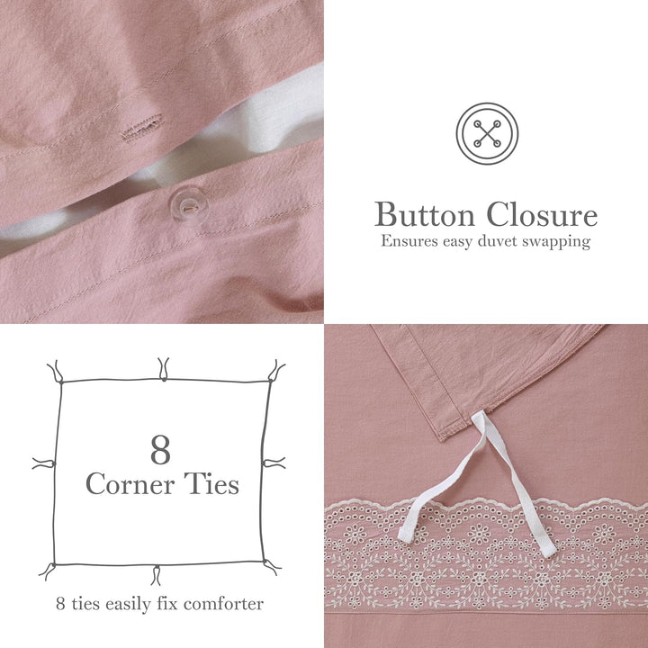 Dreamology Schiffli Duvet Cover Set (Pink)