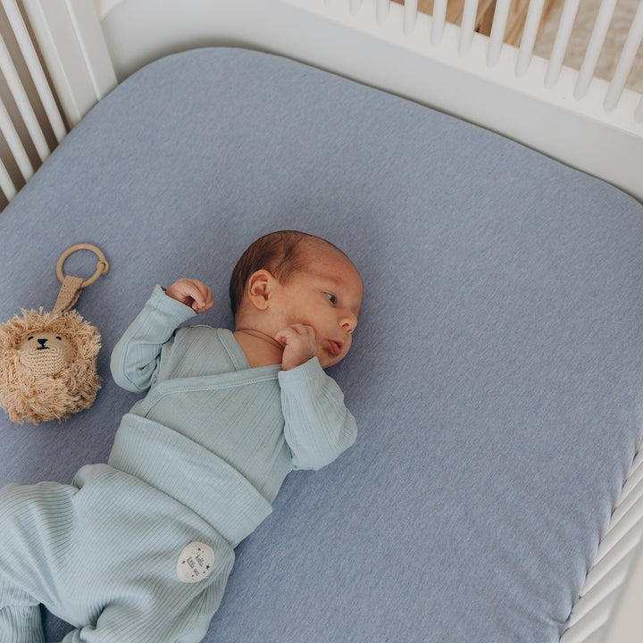 Jersey Crib Mattress Sheets Unisex Denim Blue/Sky Blue (Standard)