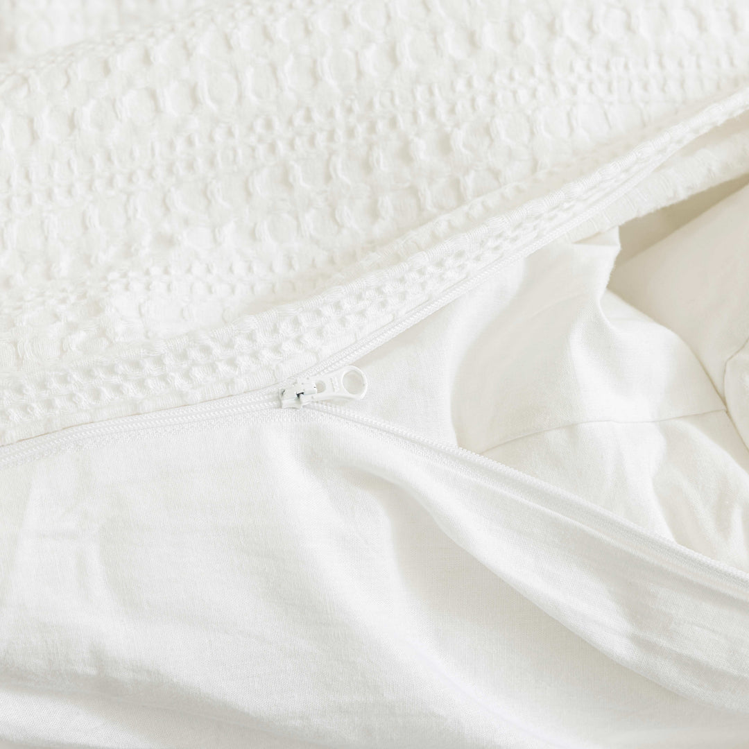 Waffle Weave Duvet Covers Set (White)