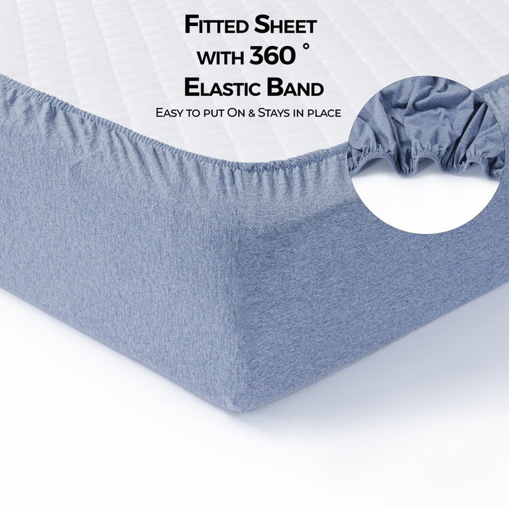 Jersey Crib Mattress Sheets Unisex Denim Blue/Sky Blue (Standard)