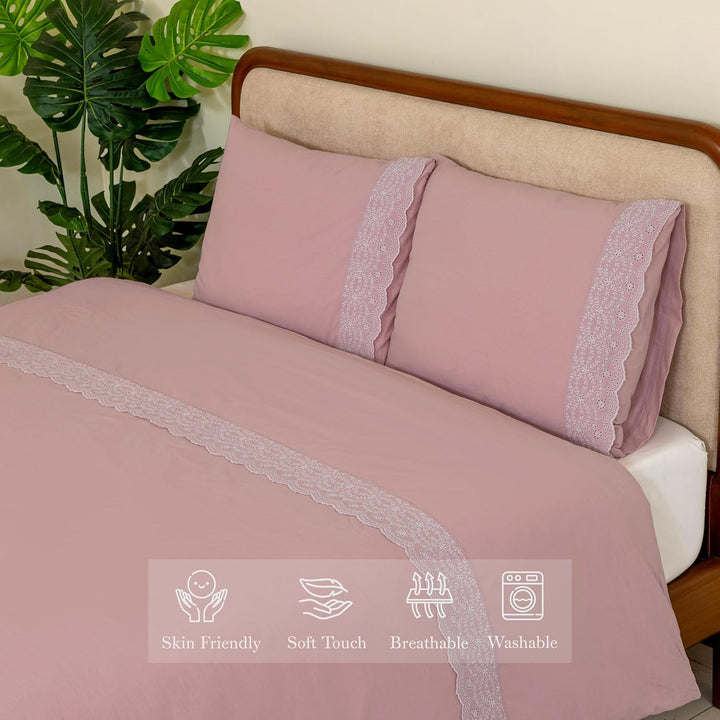 Dreamology Schiffli Duvet Cover Set (Pink)