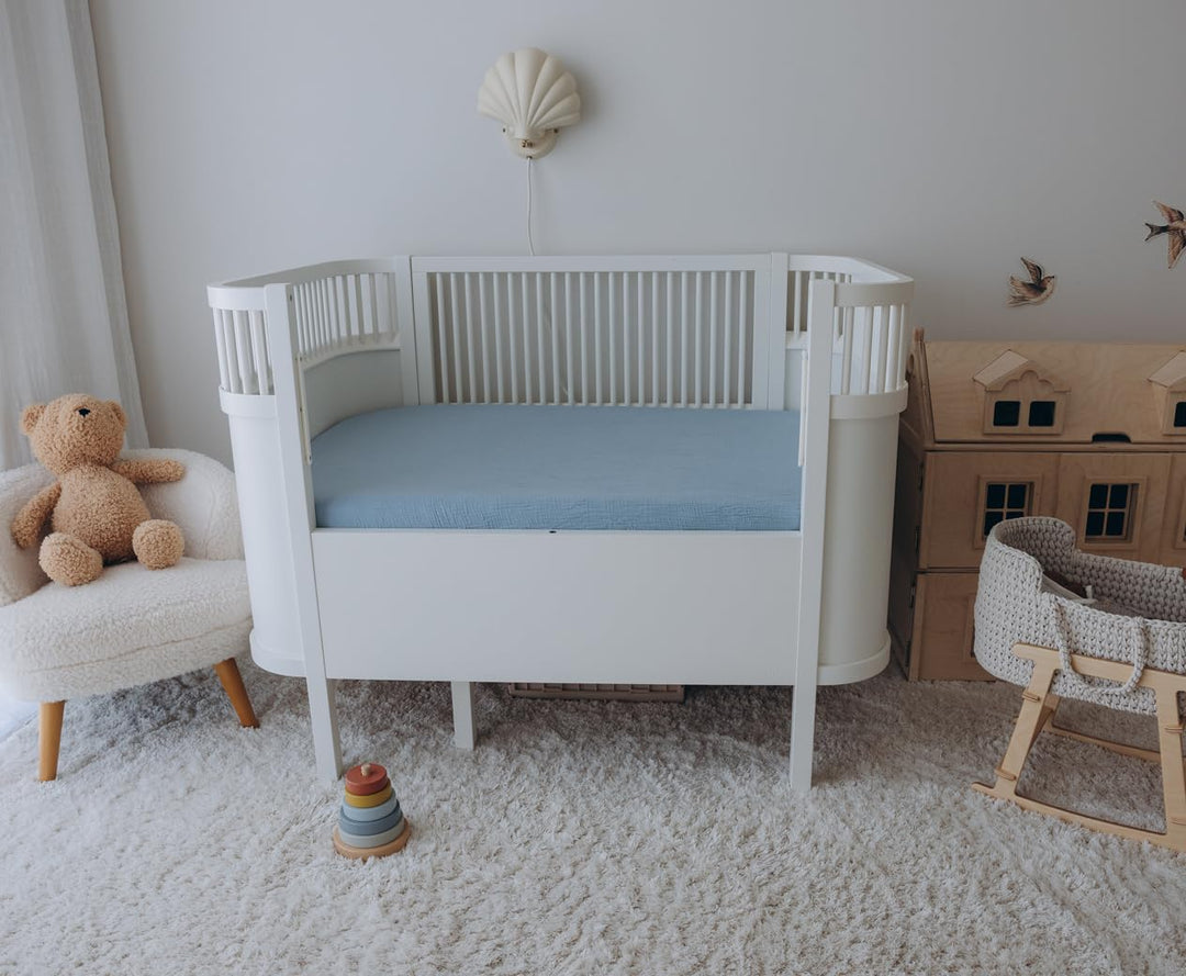 Muslin Crib Sheets Unisex Blue/Light Blue (Mini)