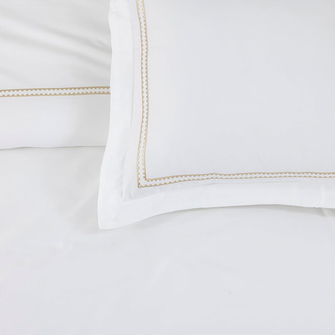 T-300 Cotton Sateen Embroidered Duvet Cover Set (Gold)