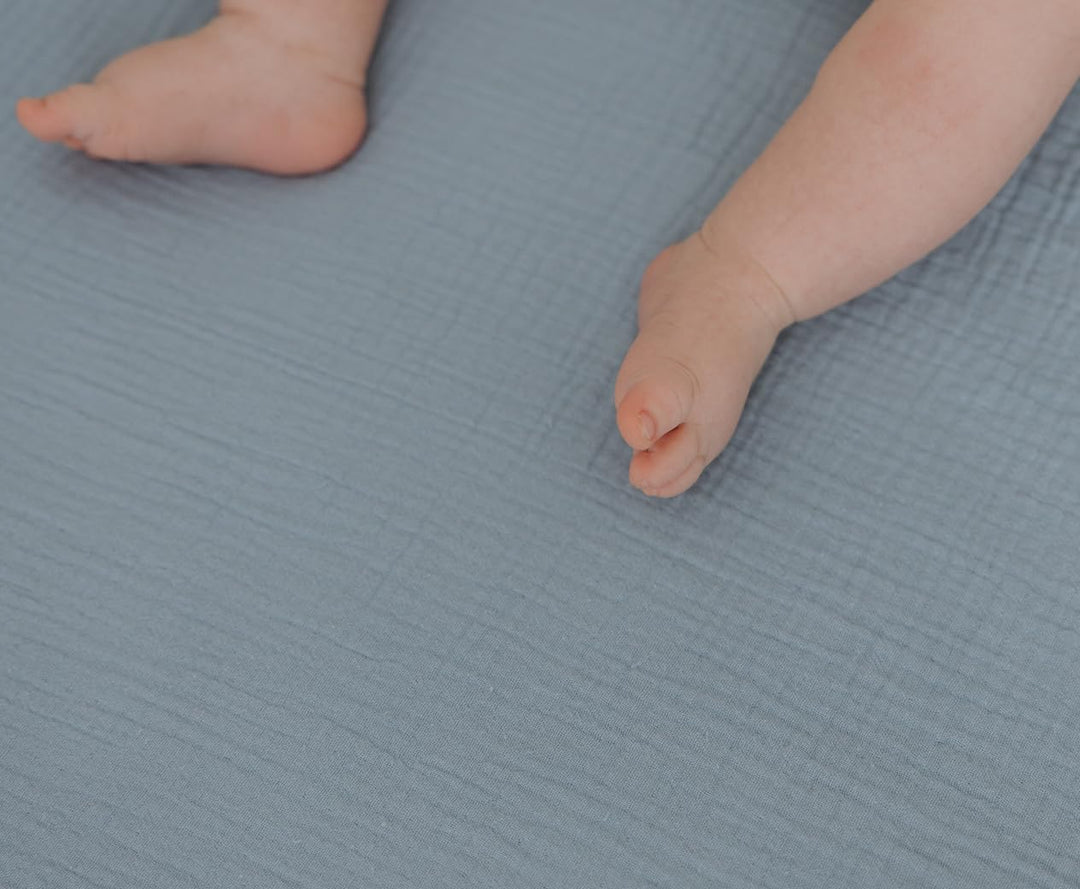 Muslin Crib Sheets Unisex Blue/Light Blue (Mini)
