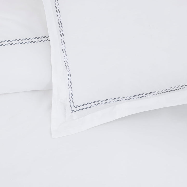 T300 Cotton Sateen Embroidered Duvet Cover Set (Grey)