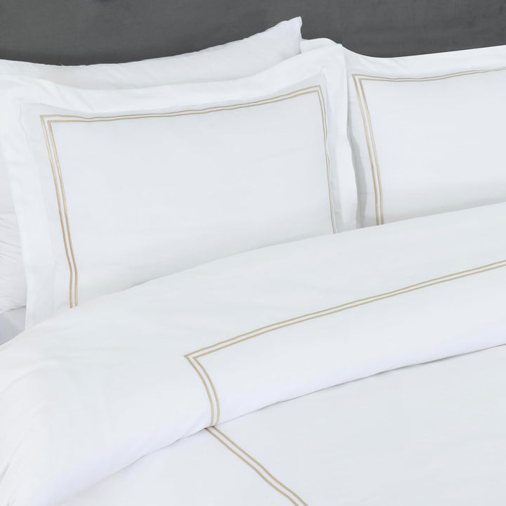 T-300 Cotton Sateen Embroidered Duvet Cover Set (Gold Line)