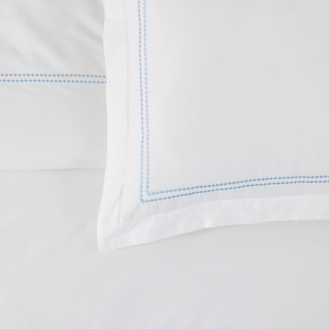 T-300 Cotton Sateen Embroidered Duvet Cover Set (Sky Blue)