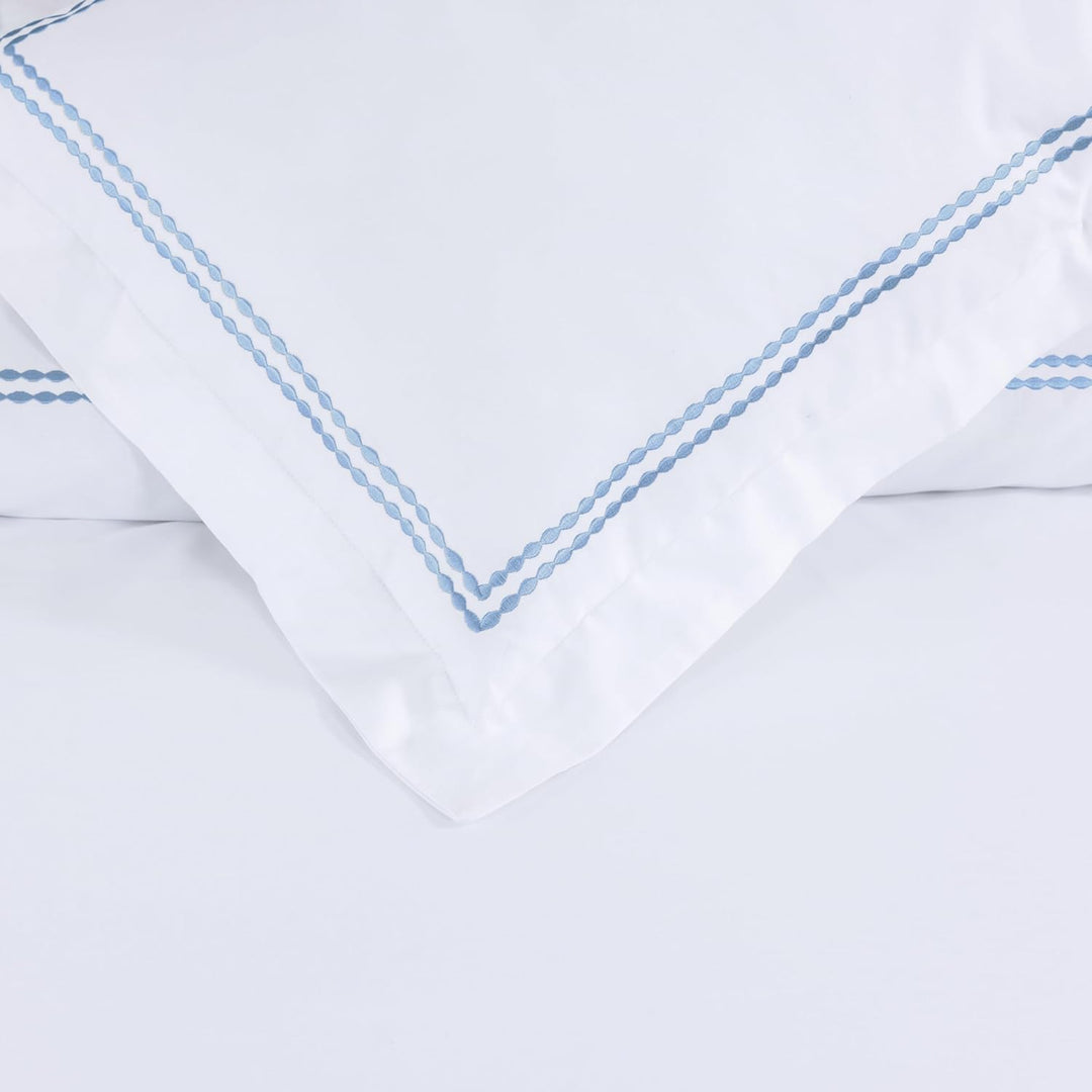 T200 Cotton Embroidered Duvet Covers Set (Sky Blue)