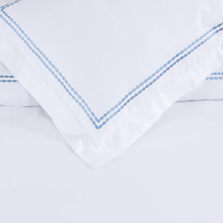 T200 Cotton Embroidered Duvet Covers Set (Sky Blue)
