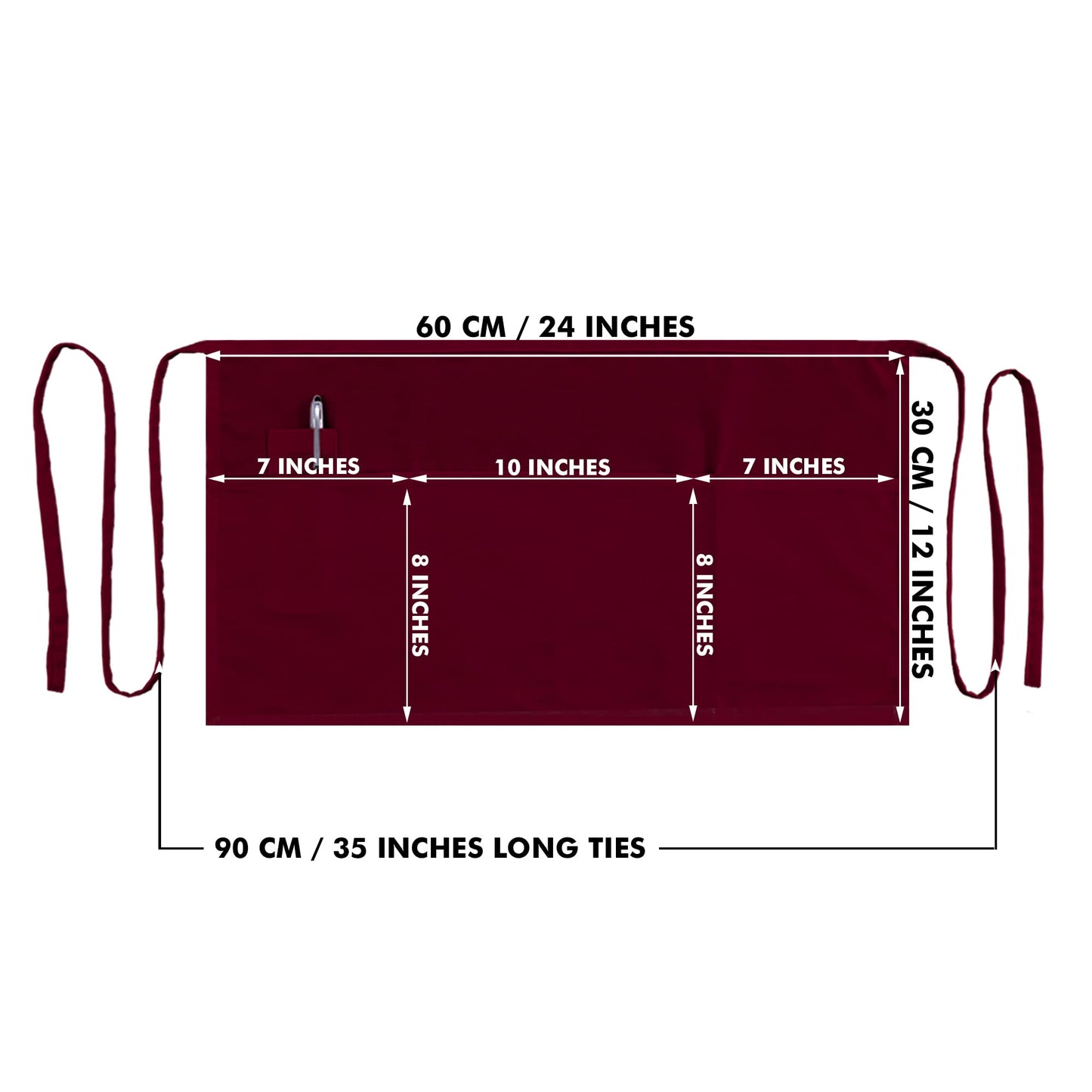 Half Waist Apron Maroon