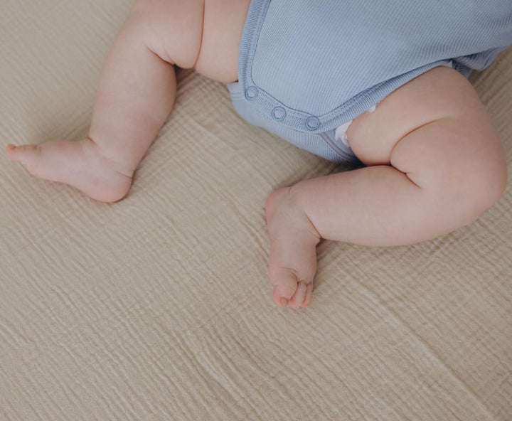 Muslin Crib Sheets Unisex Brown/Ecru (Mini)