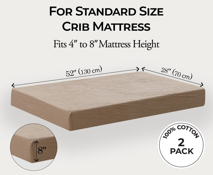 Muslin Crib Sheets Unisex Brown/Ecru (Standard)