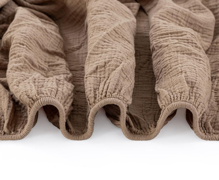 Muslin Crib Sheets Unisex Brown/Ecru (Mini)
