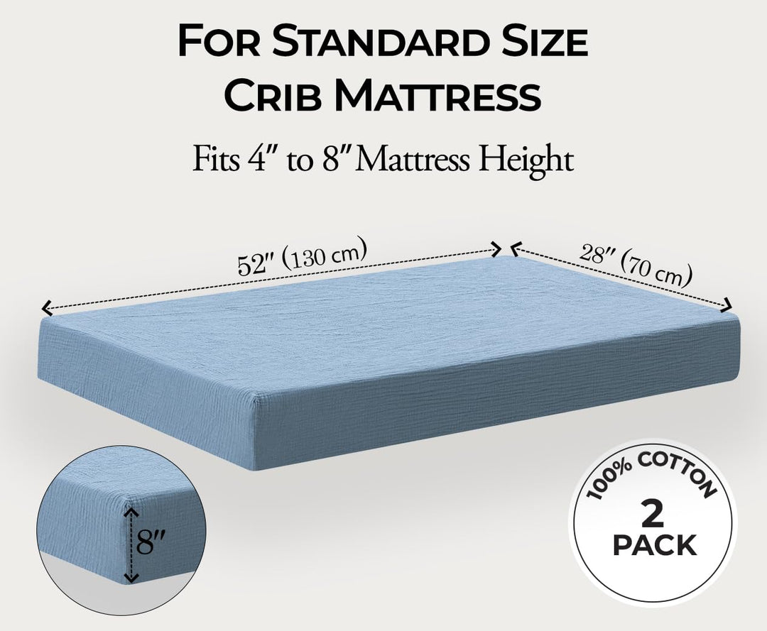 Muslin Crib Sheets Unisex Blue/Light Blue (Standard)