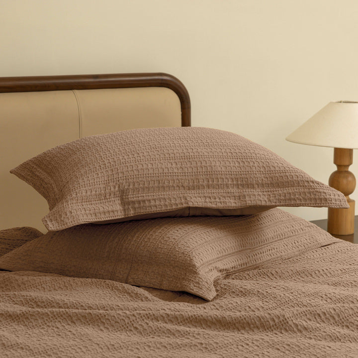 Waffle Weave Duvet Covers Set (Brown)