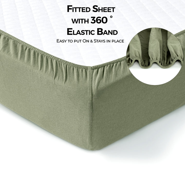 Jersey Crib Mattress Sheets Unisex Green/Mustard (Standard)