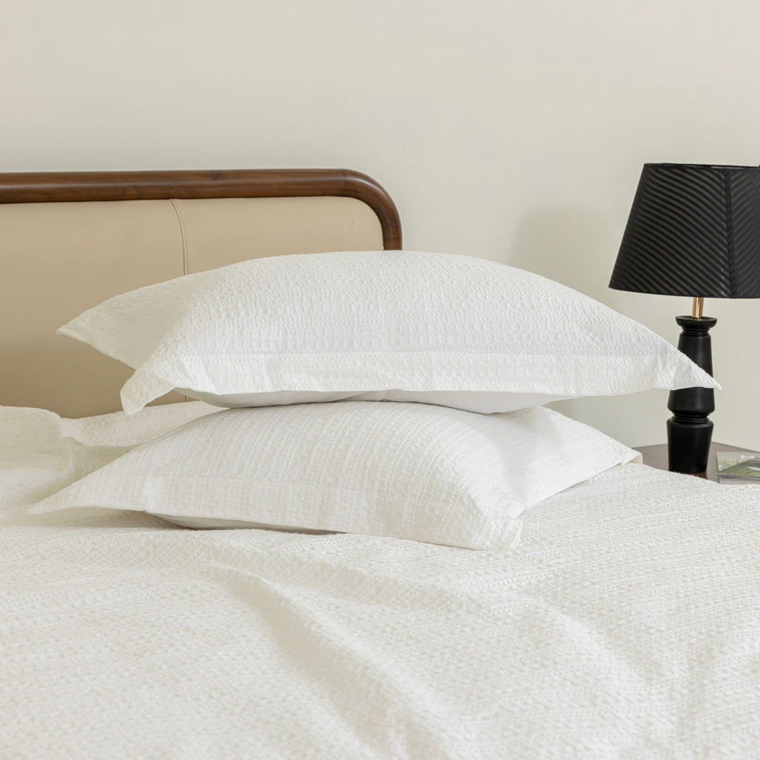 Waffle Weave Duvet Covers Set (White)