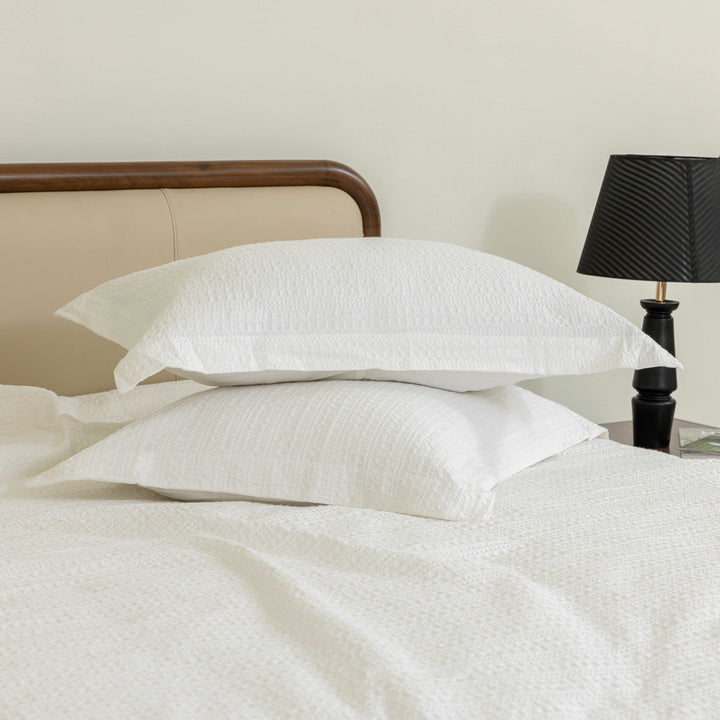 Waffle Weave Duvet Covers Set (White)
