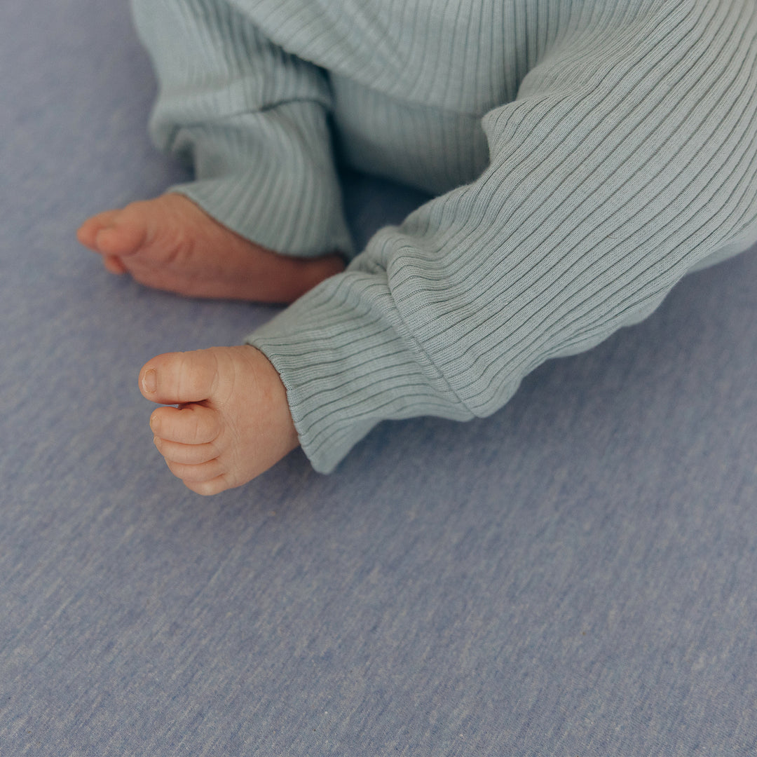 Jersey Crib Mattress Sheets Unisex Denim Blue/Sky Blue (Standard)