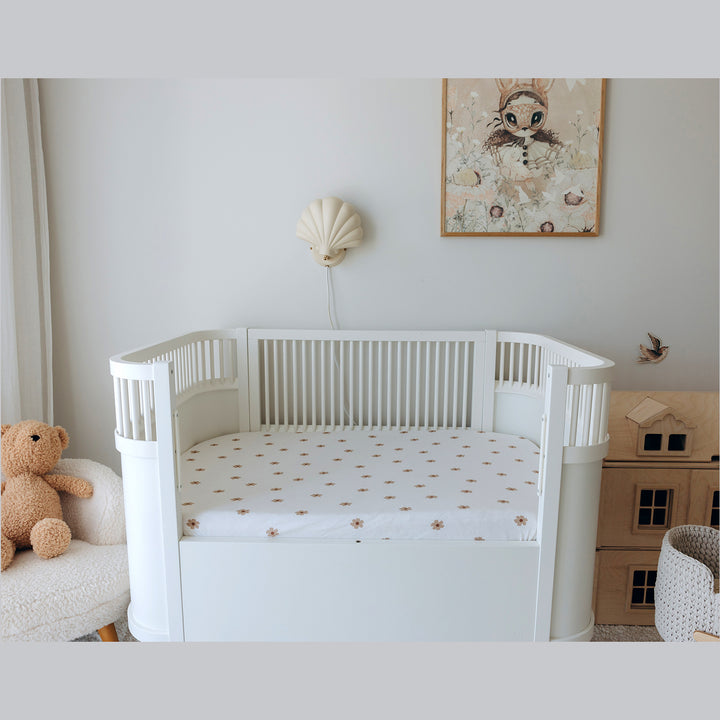 Jersey Crib Mattress Sheets Unisex Brown/Flowers (Standard)