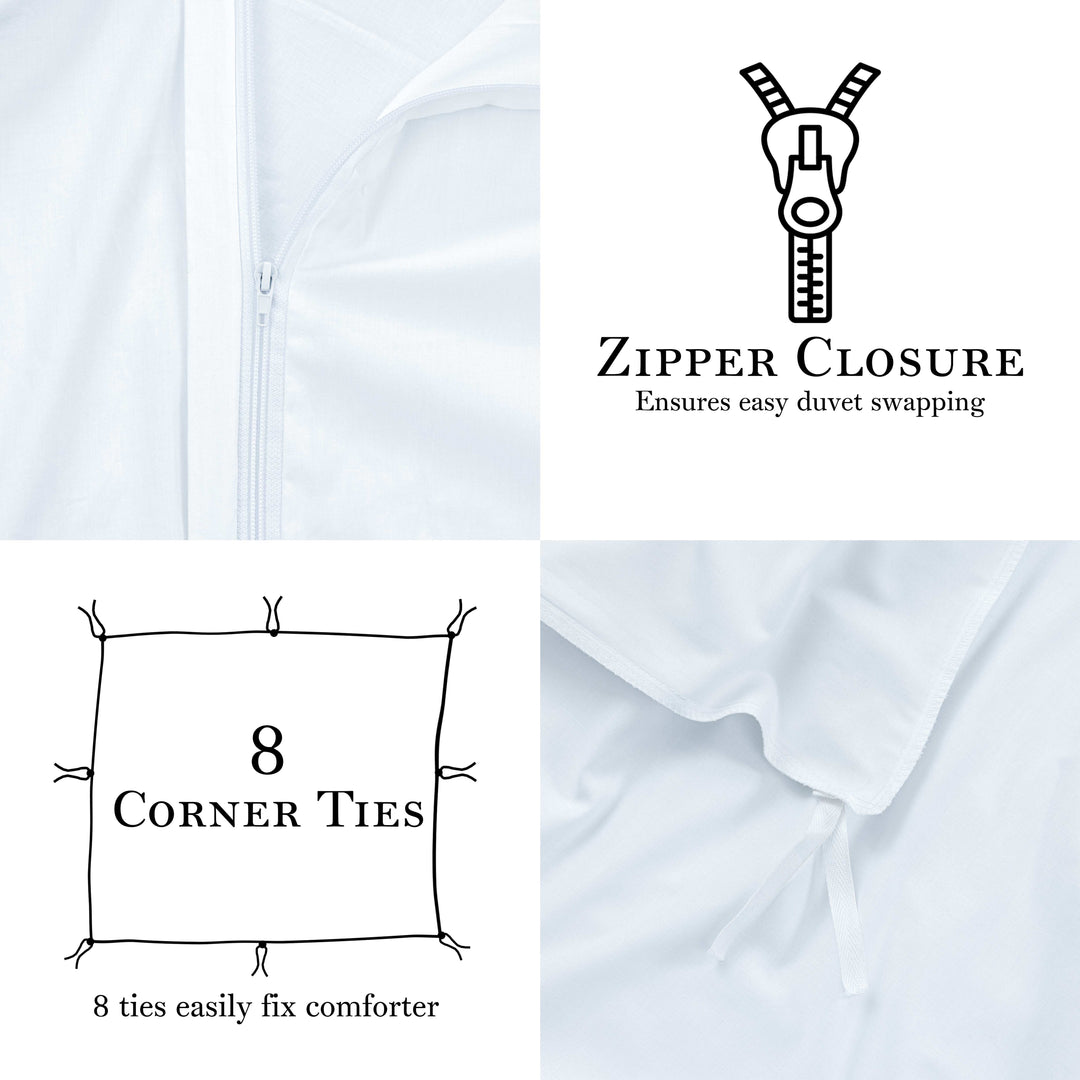 T200 Cotton Embroidered Duvet Covers Set (Grey)