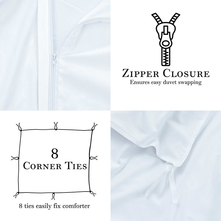 T200 Cotton Embroidered Duvet Covers Set (Grey)