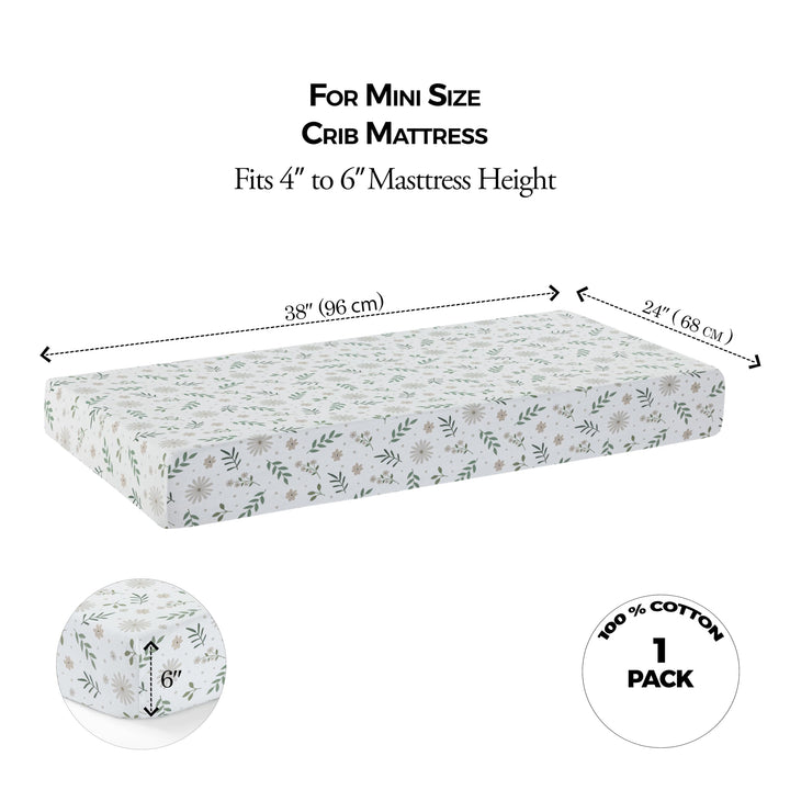 Muslin Crib Sheets Unisex Flowers (Mini)