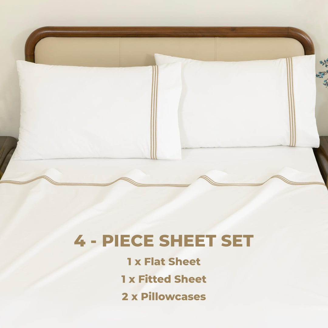 Cotton Percale Sheets Set (Brown)
