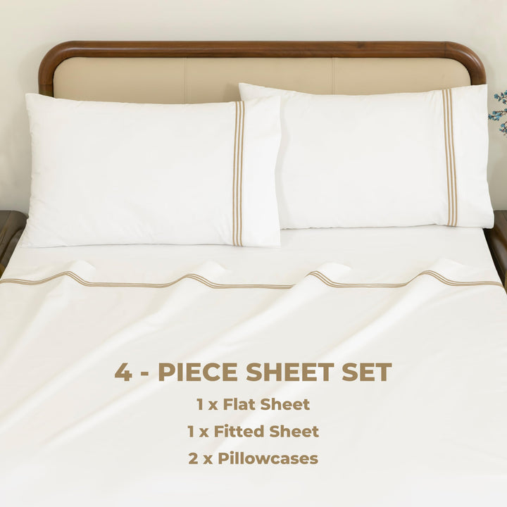 Cotton Percale Sheets Set (Brown)