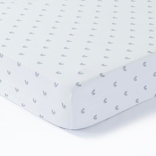 Standard Muslin Crib Sheet, 1-Pack, 100% Cotton for Unisex | Rainbow