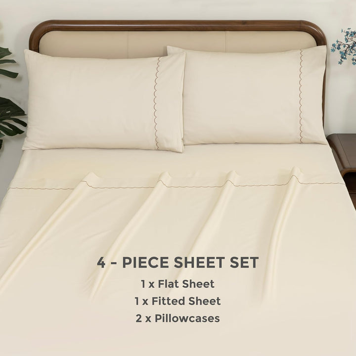 100% Cotton Sheets Set (Ivory)