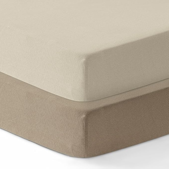 Jersey Crib Mattress Sheets Unisex Brown/Ecru (Standard)