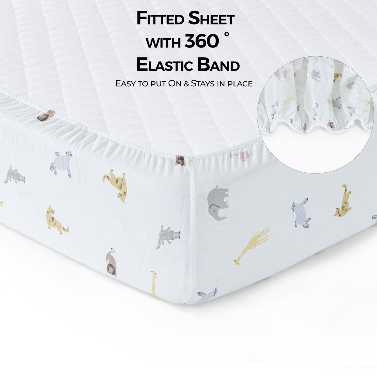 Crib Sheets for Unisex,2 Pack,100% Cotton Jersey Standard Crib Sheets | Blue / Animals