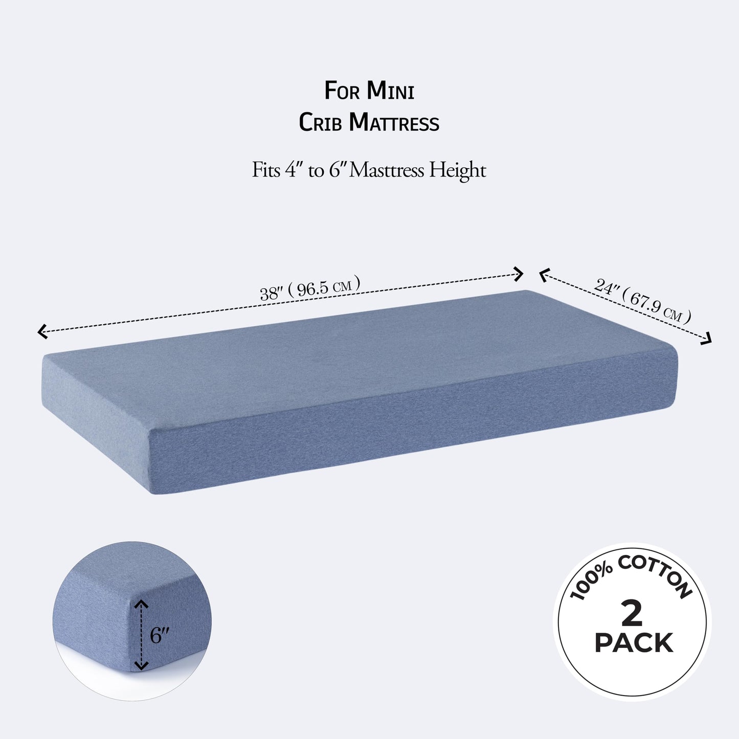 Dreamology Crib Sheets for Girls,Boys,2 Pack,100% Cotton Standard Crib Sheets | Soft and Breathable | Cotton Crib Sheet Fitted and Toddler Mattress Sheet,28x52 Mattress Sheet | Grey/Silver Grey