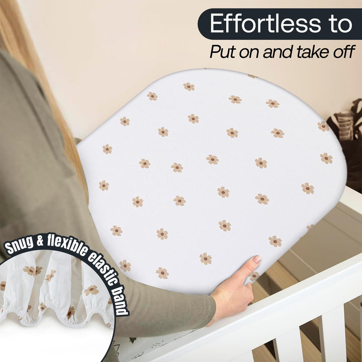 Cotton Bassinet Sheets Unisex (Brown &amp; Flowers)