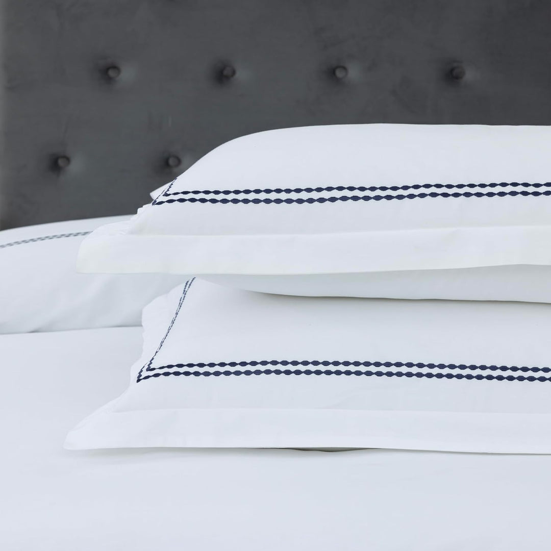 T200 Cotton Embroidered Duvet Covers Set (Blue)