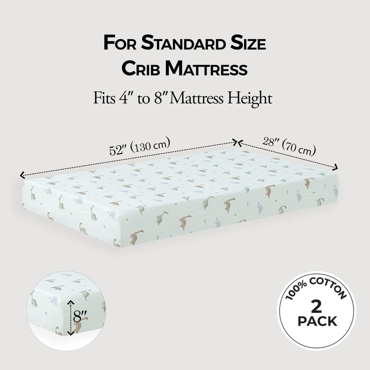 Muslin Crib Sheets Unisex Dino (Standard)