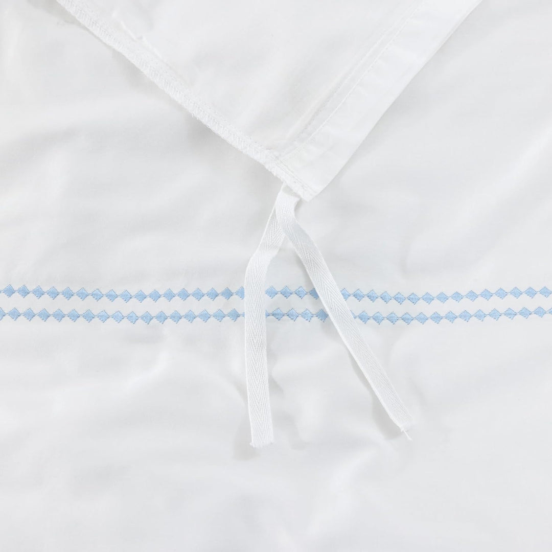 T-300 Cotton Sateen Embroidered Duvet Cover Set (Sky Blue)