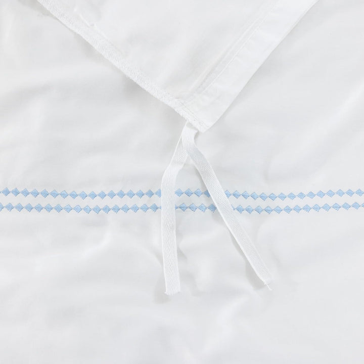 T-300 Cotton Sateen Embroidered Duvet Cover Set (Sky Blue)