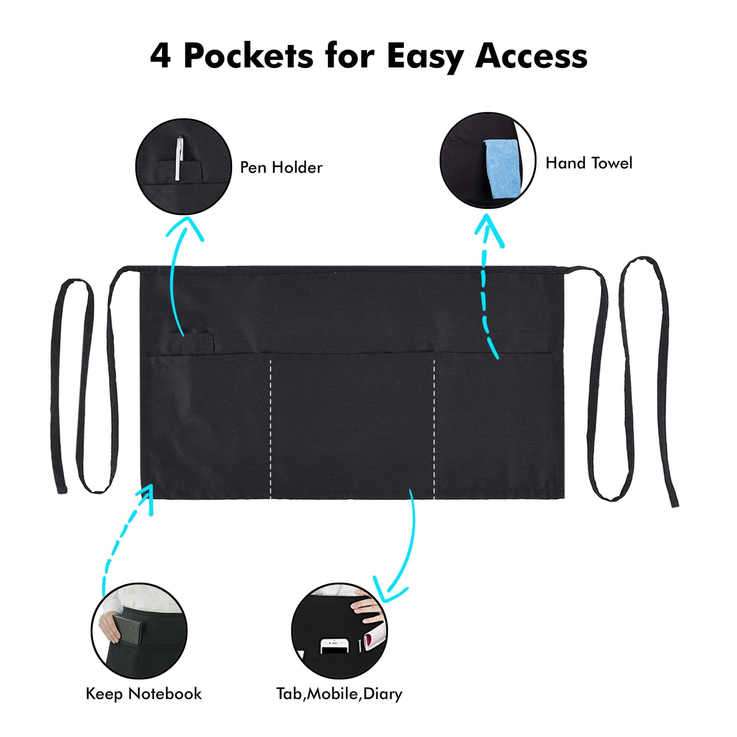 Half Waist Apron Black