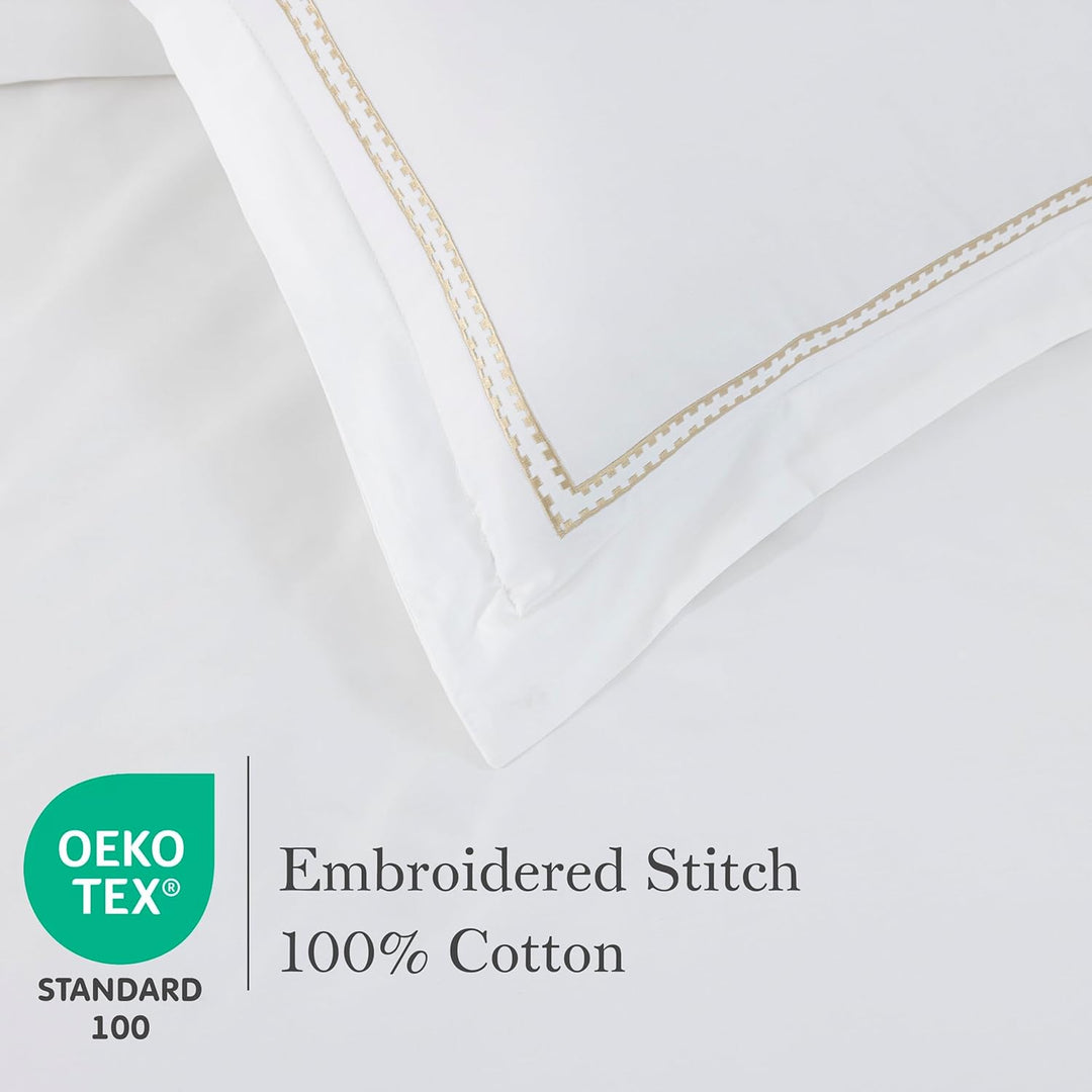 T-300 Cotton Sateen Embroidered Duvet Cover Set (Gold)