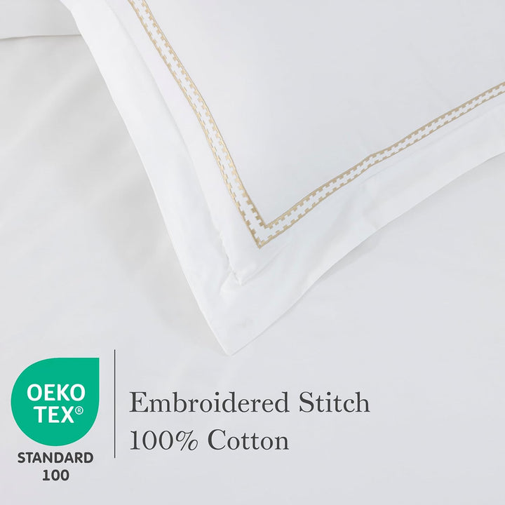 T-300 Cotton Sateen Embroidered Duvet Cover Set (Gold)